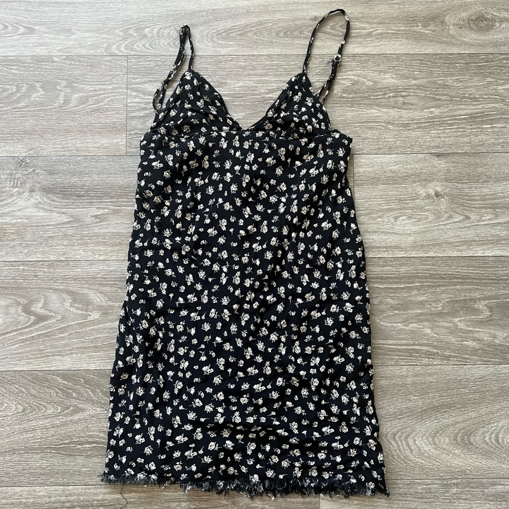 UO Black Floral Mini Dress